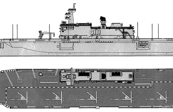 Корабль ROKS Dokdo LPH 6111 (Amphibious Assault Ship) - чертежи, габариты, рисунки