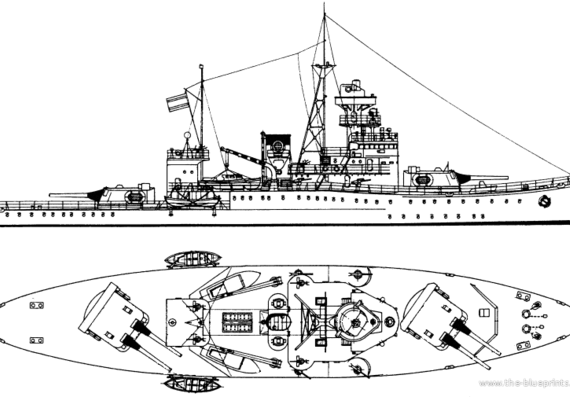 Боевой корабль RSN Thonburi (Coastal Defense Ship) - Siam (1939) - чертежи, габариты, рисунки