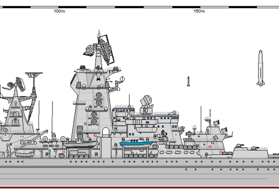 Корабль R CGN 1144 KIROV - чертежи, габариты, рисунки
