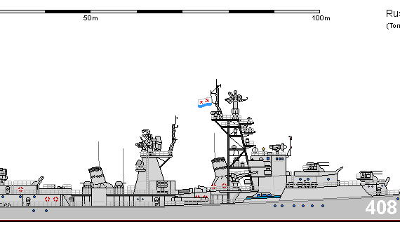 Корабль R DDG 0057A Kanin - чертежи, габариты, рисунки