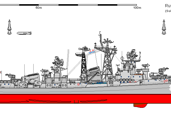 Корабль R DDG 0061MP KASHIN - чертежи, габариты, рисунки