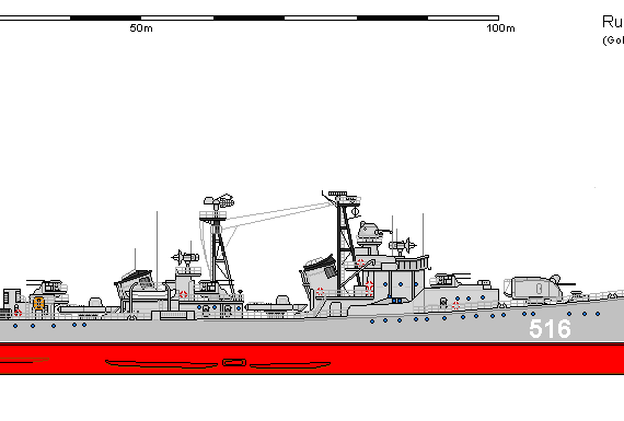 Корабль R DD 56 Kotlin - чертежи, габариты, рисунки