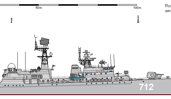 Корабль R FF 1154.0 NEUSTRASHIMY - чертежи, габариты, рисунки