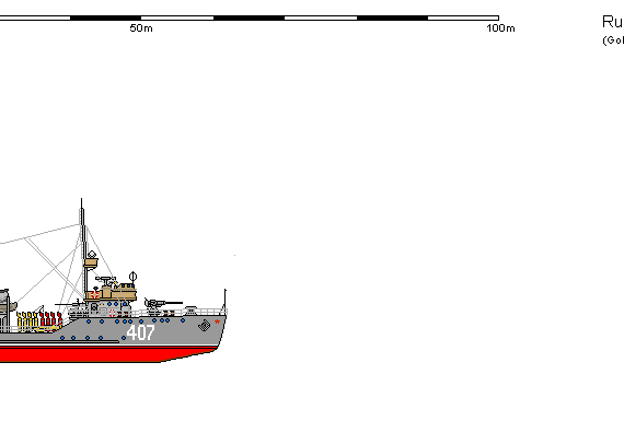Корабль R MCM Trall - чертежи, габариты, рисунки