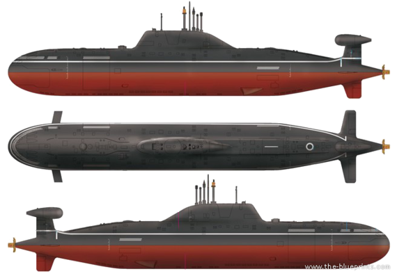 Корабль Россия - Akula SSBN - чертежи, габариты, рисунки