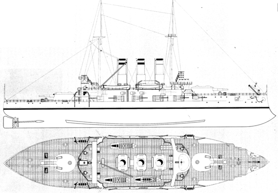 Боевой корабль Россия - Evstafi (Battleship) - чертежи, габариты, рисунки