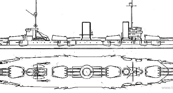 Боевой корабль Россия - Gangut (Battleship) (1911) - чертежи, габариты, рисунки