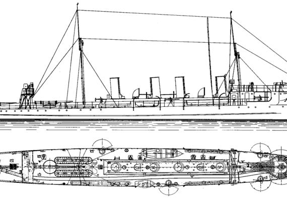 Ship Russia - Grozny (Destroyer) (1903) - drawings, dimensions, pictures