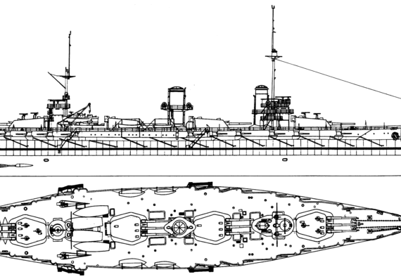 Боевой корабль Россия - Imperatritsa Ekaterina Velikaya 1915 (Battleship) - чертежи, габариты, рисунки