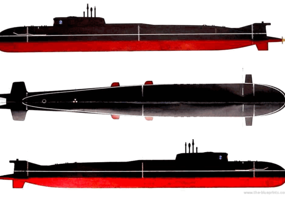 Ship Russia - Kursk (Oscar II Class SSGN Submarine) - drawings, dimensions, pictures