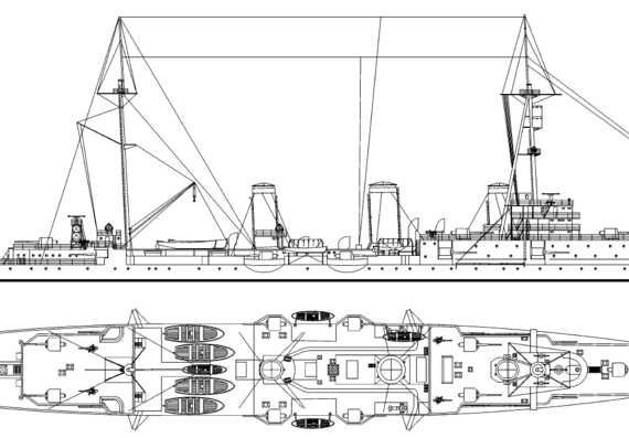 Корабль Россия - Svetlana (Light Cruiser) (1896) - чертежи, габариты, рисунки