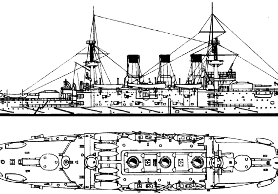 Корабль Россия Admiral Senyavin (Battleship) (1896) - чертежи, габариты, рисунки