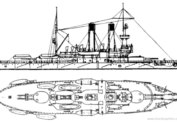 Ship Russia Admiral Ushakov (Battleship) (1905) - drawings, dimensions, pictures