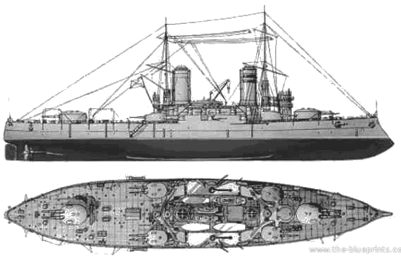 Combat ship Russia Andrey Pervozvanny (1910) - drawings, dimensions, pictures