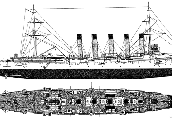 Корабль Россия Askold (Protected Cruiser) (1902) - чертежи, габариты, рисунки