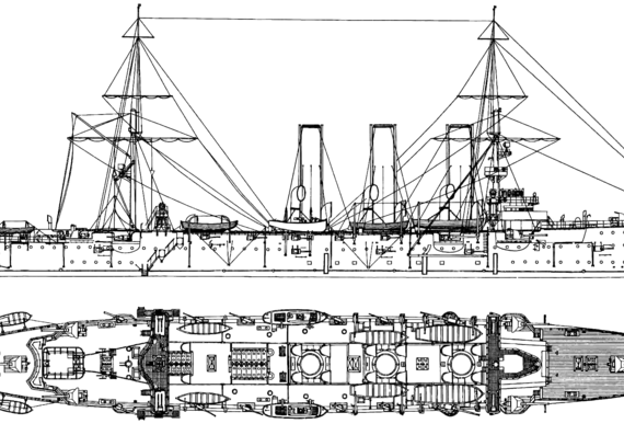 Корабль Россия Askold (Protected Cruiser) (1903) - чертежи, габариты, рисунки