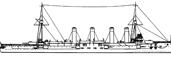 Cruiser Russia Bayan (Armored cruiser) - drawings, dimensions, pictures