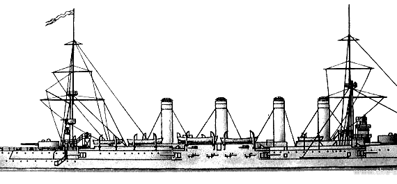 Корабль Россия Bayan (Armoured Cruiser) (1905) - чертежи, габариты, рисунки