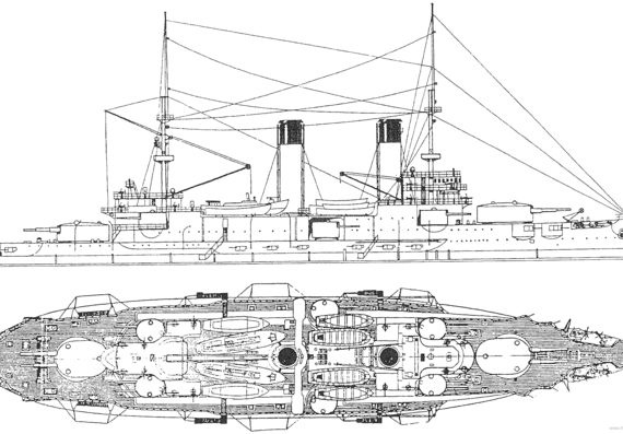 Корабль Россия Borodino (Battleship) (1904) - чертежи, габариты, рисунки