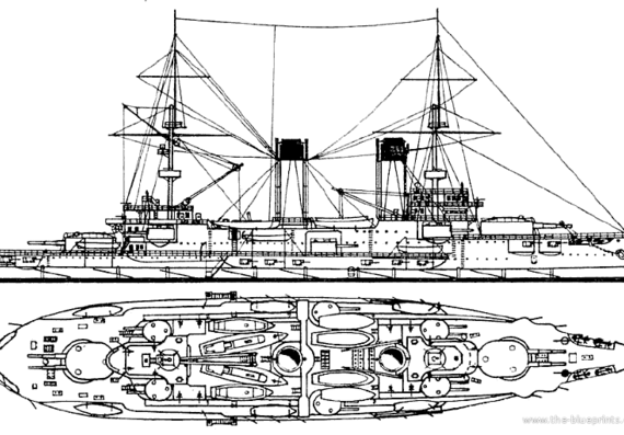 Ship Russia Borodino (Battleship) (1905) - drawings, dimensions, pictures