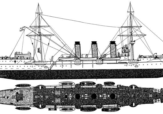 Ship Russia Boyarin (Protected Cruiser) (1902) - drawings, dimensions, pictures