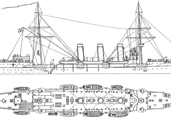 Ship Russia Boyarin (Protected Cruiser) (1903) - drawings, dimensions, pictures