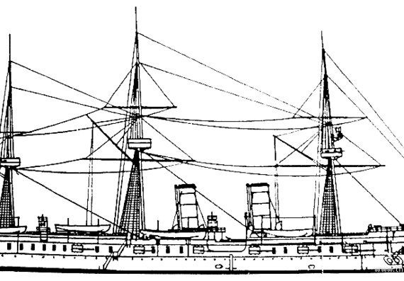 Крейсер Россия Dimitri Donskoi (1885) - чертежи, габариты, рисунки