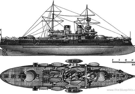 Корабль Россия Dvienadtsat Apostlov (Battleship) (1892) - чертежи, габариты, рисунки