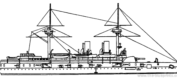 Warship Russia Emperor Alexander II (1892) - drawings, dimensions, pictures