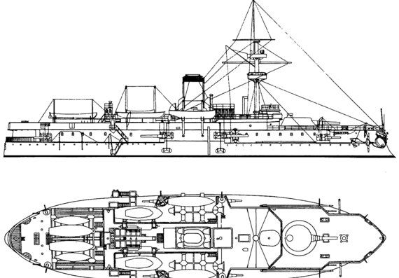 Корабль Россия Gangut (Battleship) (1894) - чертежи, габариты, рисунки