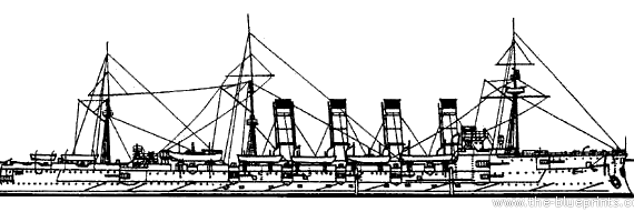 Cruiser Russia Gromoboy (Armored cruiser) - drawings, dimensions, pictures