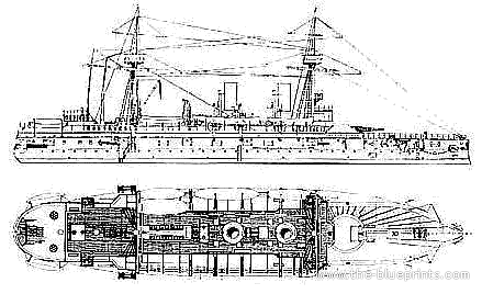 Russia Imperator Alexander II warship (1896) - drawings, dimensions, pictures