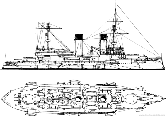 Боевой корабль Россия Imperator Alexandra III (Battleship) - чертежи, габариты, рисунки