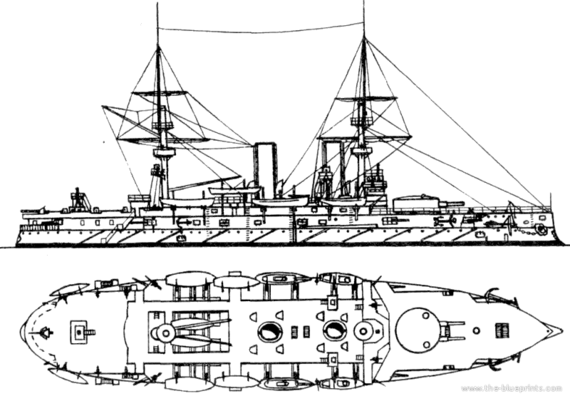 Корабль Россия Imperator Nikolai I (Battleship) (1905) - чертежи, габариты, рисунки