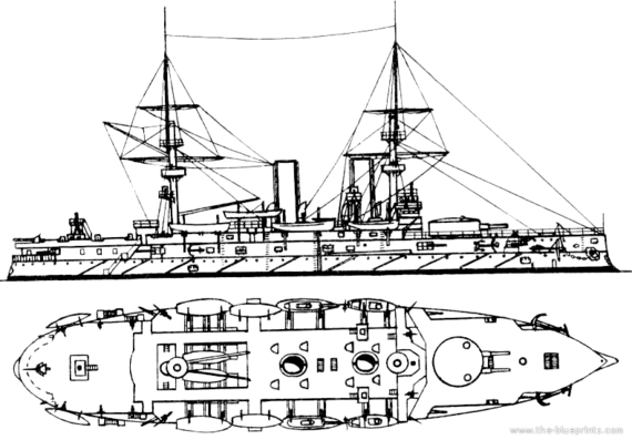 Боевой корабль Россия Imperator Nikolay I (Battleship) - чертежи, габариты, рисунки