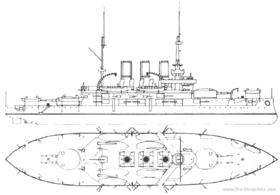 Russia Imperator Peter Velikey warship - drawings, dimensions, pictures