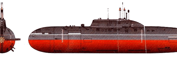 Корабль Россия K335 Giepard (Akula II Submarine) - чертежи, габариты, рисунки