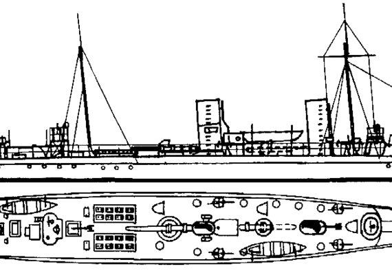 Ship Russia Lieutenant Burakov (Destroyer) (1900) - drawings, dimensions, pictures