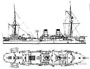 Крейсер Россия Monomkh (Armored Cruiser) - чертежи, габариты, рисунки