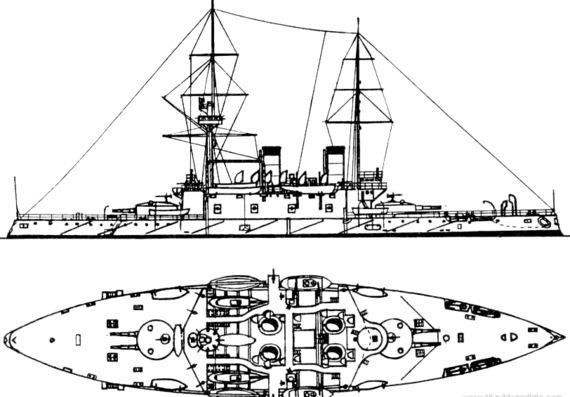 Боевой корабль Россия Navarin (Battleship) - чертежи, габариты, рисунки