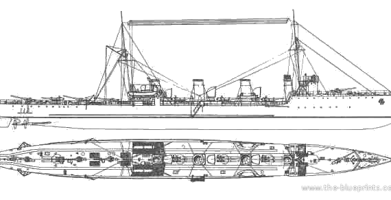 Боевой корабль Россия Novik (Destroyer) (1913) - чертежи, габариты, рисунки