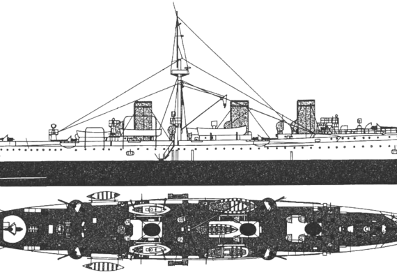 Ship Russia Novik (Protected Cruiser) (1902) - drawings, dimensions, pictures