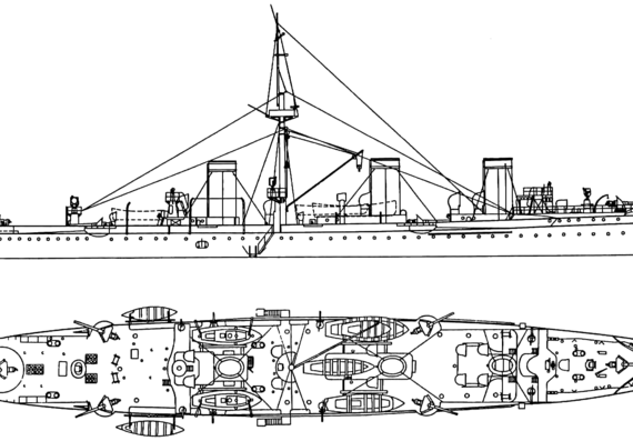 Корабль Россия Novik (Protected Cruiser) (1903) - чертежи, габариты, рисунки