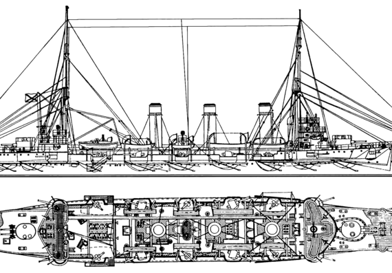Корабль Россия Oleg (Protected Cruiser) (1904) - чертежи, габариты, рисунки