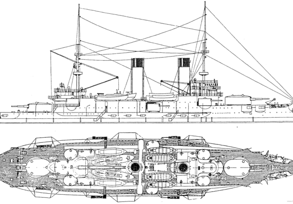 Корабль Россия Oryol (Battleship) (1904) - чертежи, габариты, рисунки