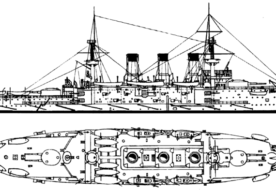 Корабль Россия Oslyabya (Battleship) (1901) - чертежи, габариты, рисунки