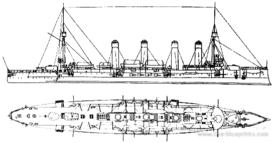 Корабль Россия Pallada II (Armoured Cruiser) (1914) - чертежи, габариты, рисунки