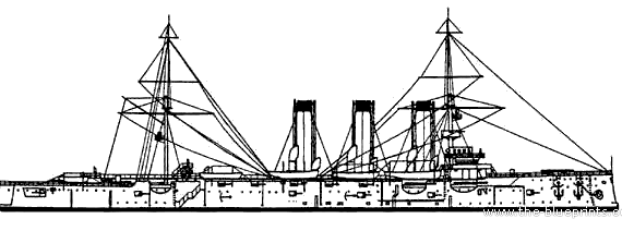 Крейсер Россия Pallada (Protected Cruiser) - чертежи, габариты, рисунки