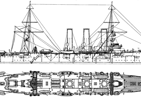 Корабль Россия Pallada (Protected Cruiser) (1903) - чертежи, габариты, рисунки