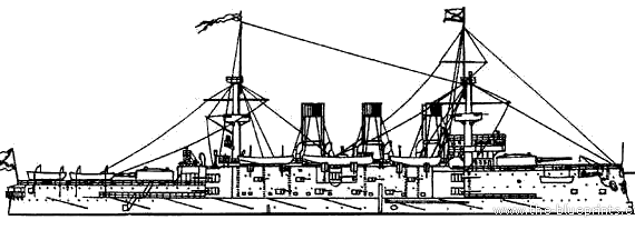 Боевой корабль Россия Peresvet (1904) - чертежи, габариты, рисунки